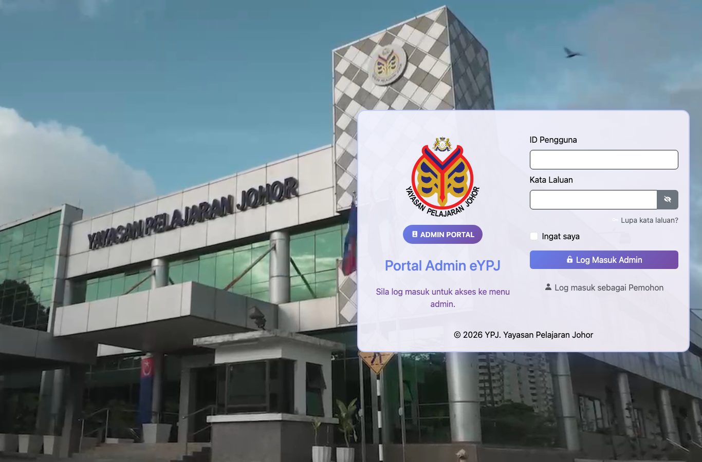 eYPJ — Yayasan Pelajaran Johor Portal screenshot