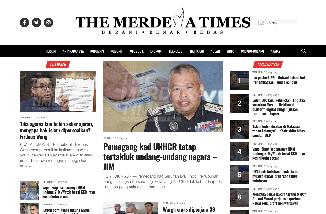 The Merdeka Times — News Platform screenshot